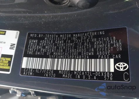 2023 Toyota Corolla Se from USA, damaged, VIN 5YFS4MCE5PP148124